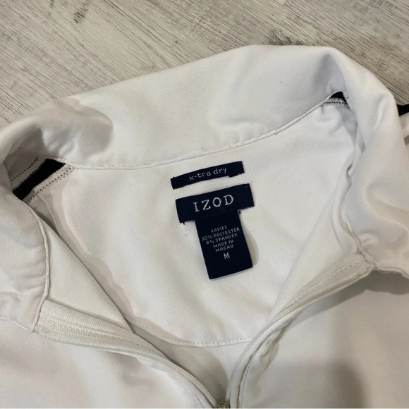 IZOD x-tra dry 1/4 Zip White and Black Polo Shirt Size M - Picture 8 of 16
